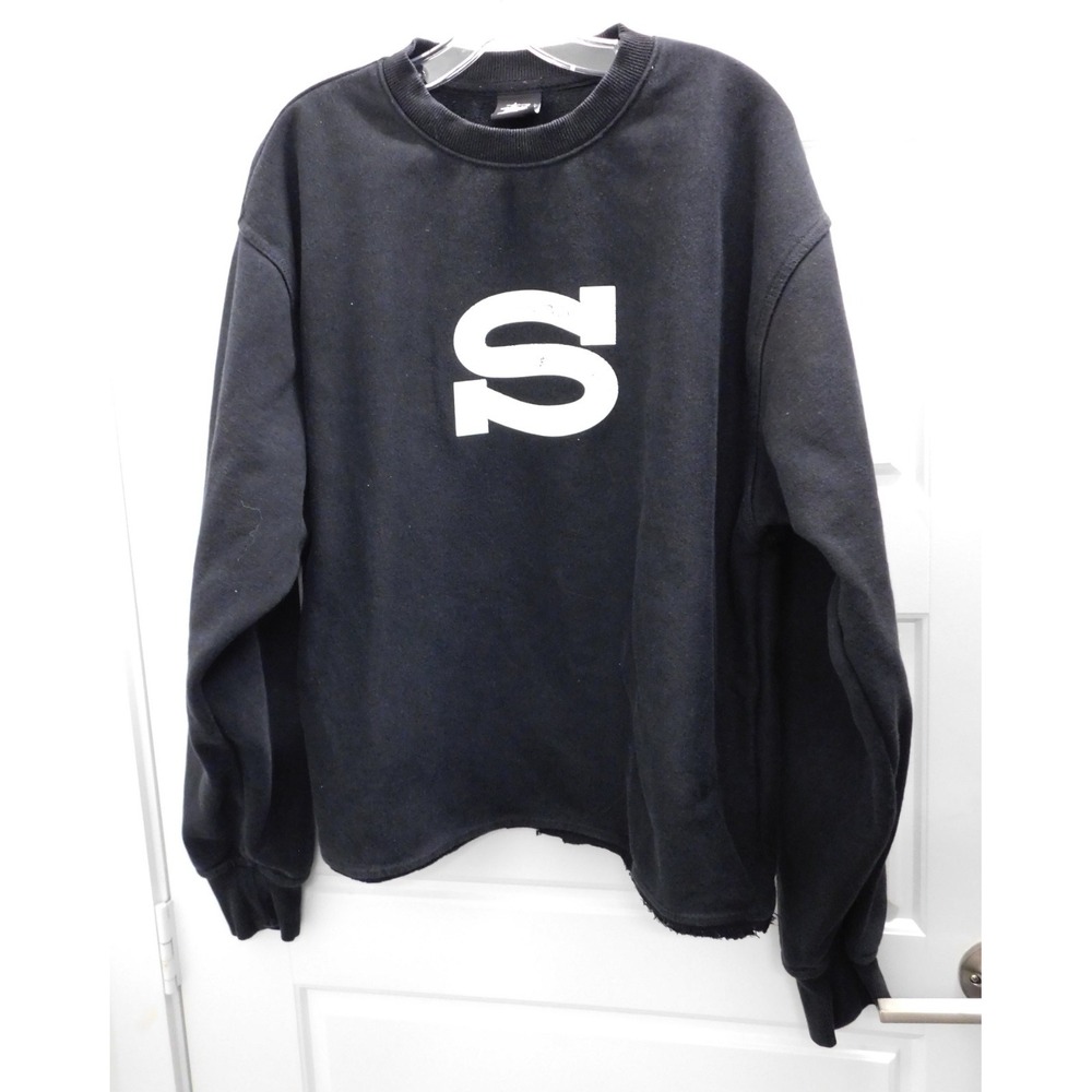 Stussy Letterman Crew Black Sweatshirt sz Large